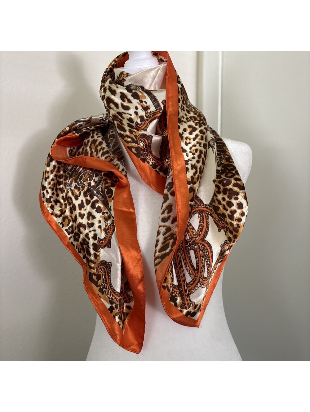 Roberto Cavalli Womens Scarf Wrap 35” Square Animal Chain Colorful